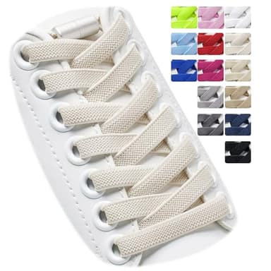Puzeam 2 Paires de Lacets élastiques - Lacets Chaussures Elastique sans Noeud, Lacets Plats Chaussures pour Enfants, Adultes, Baskets Gris Blanc 120
