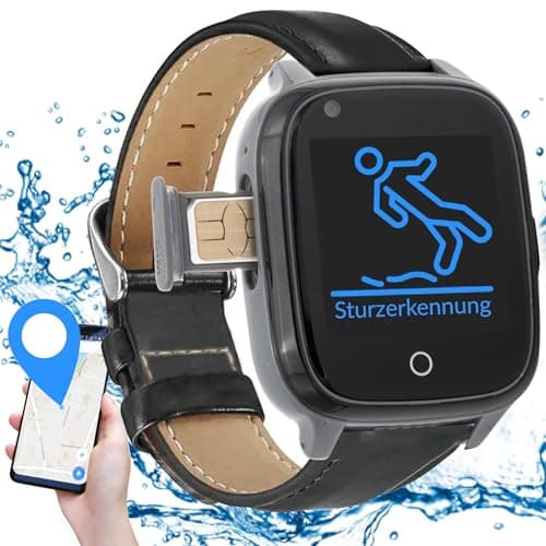 KUUS S2 - Bracelet Alarme Personne Âgée, Montre Urgence Senior avec Détecteur de Chute, Traceur GPS, Montre Alzheimer avec Carte SIM, Bracelet SOS et Alarme Chute, Tracker GPS Senior