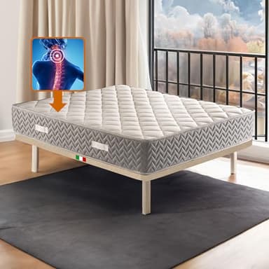 Matelas français 140 x 190 cm mousse à mémoire de forme orthopédique H 24 cm | matelas semi-rigide | matelas contre les maux de dos | matelas qui ne chauffe pas, hypoallergénique et anti-acariens