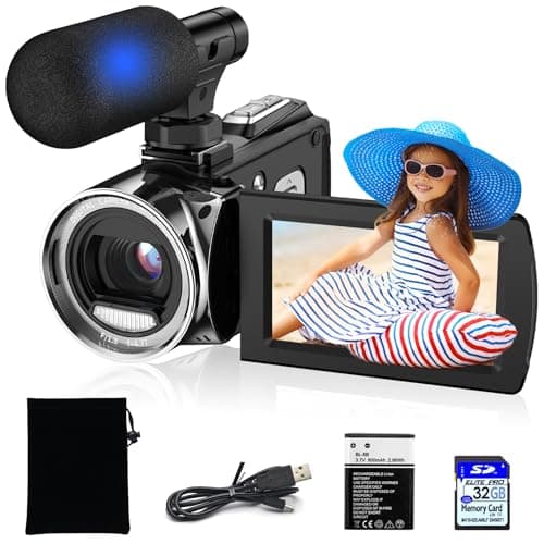 Vmotal Caméscope numérique 4K avec micro et carte SD, enregistrement photo 36 MP/enregistreur vidéo 4K, caméra vidéo débutant pour enfants/étudiants/adolescents