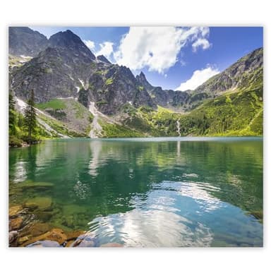 SMTDeco Protection plaque de cuisson, vitrocéramique, verre trempé, pour cuisinières électrique, à induction,planche à découper 60x52 cm une pièce Paysage Montagnes Vert (107055)