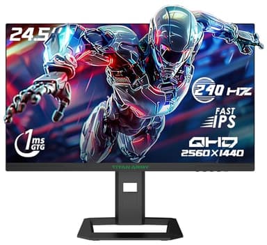TITAN ARMY 240Hz 1440P Ecran PC Gamer 24.5 Pouces, QHD 2560 x 1440, Fast IPS 1ms GTG, Adaptive Sync Moniteur, HDR500, 123% sRGB, Supports réglables, 100*100 VESA,HDMI 2.0 DisplayPort 1.4 P2510S PLUS