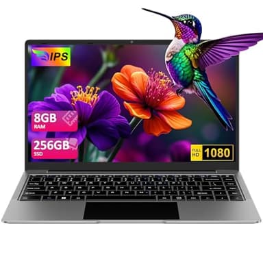 Ordinateur PC Portable 14 Pouces Win11 Celeron N4020 8+256Go SSD Support 1 to SSD Expansible 2.4G+5G Double WiFi Bluetooth 4.2 HDMI 1920 x 1080p Souris Sans Fil & Membrane de Clavier AZERTY - Gray-1