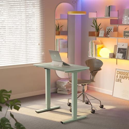 HUANUO 80 x 48cm Bureau Assis Debout Électrique, Réglable en Hauteur, 4 Positions Mémorisées, pour Travail à Domicile et Ordinateur, Cadre Vert