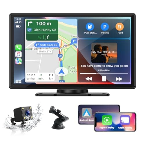 EYETOO Autoradio Carplay sans Fil Carplay Android Auto avec écran Tactile IPS de 9 pouces, Portable Carplay à écran avec Caméra Externe, Wireless Carplay Bluetooth, WIFI, GPS/FM/Siri/Goo-gle/AirPlay
