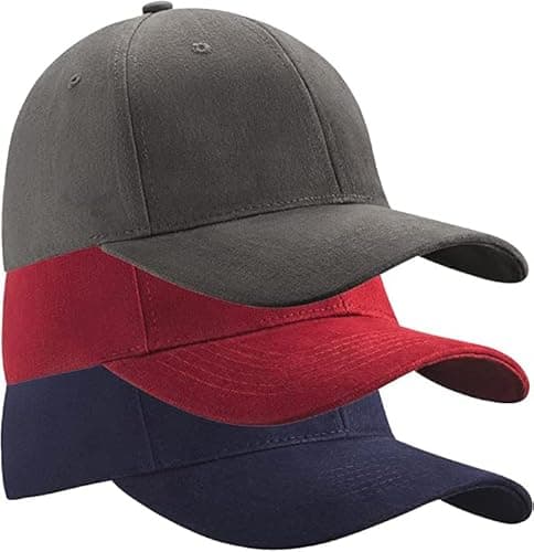 Lot de 3 casquettes de baseball - Uni - Légères et réglables - Style polo - Style classique - Style décontracté - Pour l'été - Unisexe, Gris/bordeaux/bleu marine, taille unique