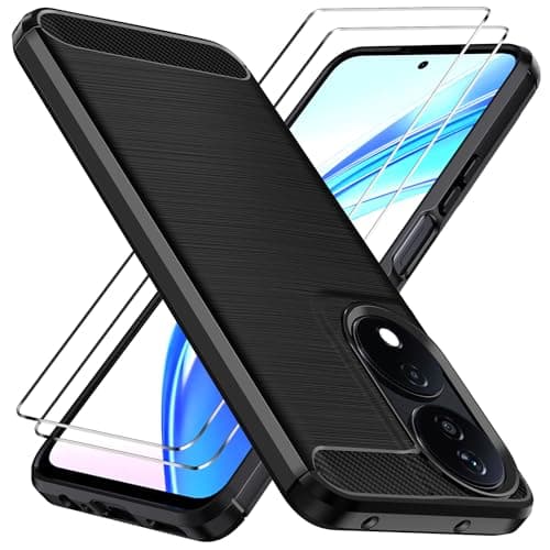 ivoler Coque Silicone pour Honor 90 Smart/Honor X7b (Pas pour Honor 90) avec 2 Pièces Verre Trempé, [Protection Antichoc Militaire] Étui de Protection Mince Souple TPU Anti-Rayures Housse, Noir