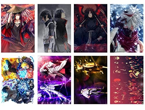 TuYines Naruto Lot de 8 posters au manga - Grand format - Tableau mural vintage - Expédition enroulée dans un carton solide