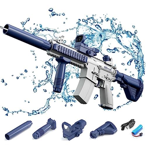 Maxee Pistolet à Eau électrique, M416 Bouton-Poussoir Automatique Pistolets à Eau 26-32 ft avec Grande portée, Pistolets à Eau Jouets pour Enfants Adultes été Piscine fête Plage extérieure