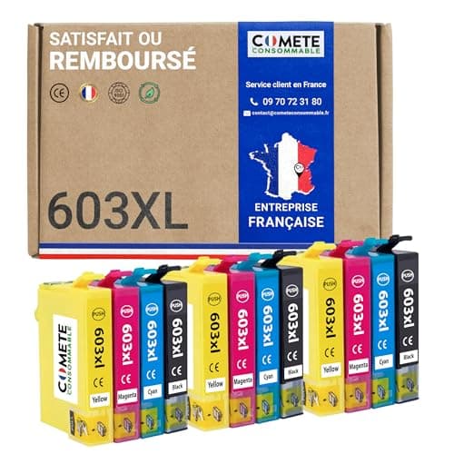 COMETE, Marque Française - 603XL - 12 Cartouches d'encre Compatibles avec Epson 603 XL - pour Epson XP 2100 XP 2105 XP 2150 XP 3100 XP 3150 XP 4100 XP 4150 WF 2810 WF 2820 WF 2830 WF 2850