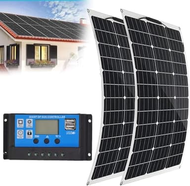 Kit de panneau solaire 1000 W 2 pièces 500 W, panneau solaire flexible hors réseau module monocristallin photovoltaïque 18 V, avec deux ports USB