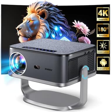 Videoprojecteur, XIWBSY Rétroprojecteur 4K Supporté, 35000 Lumen WiFi 6 Projecteur Video Bluetooth, Vidéoprojecteur 4K 1080P Full HD, Zoom 50%