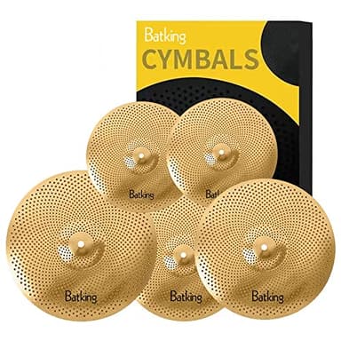 Batking Lot de 5 cymbales silencieuses à faible volume, 60% à 70% 35,6 cm, 45,7 cm, 45,7 cm, 50,8 cm
