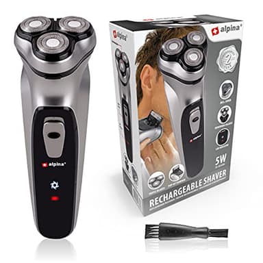 Alpina Rasoir Homme - Batterie USB - 3 Têtes de Rasage Flottantes - Tondeuse Pop-Up - Avec Brosse de Nettoyage et Capuchon de Protection - Câble USB