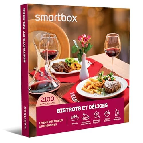 SMARTBOX - Coffret Cadeau Homme, Femme ou Couple - Idée cadeau original : Repas pour deux dans les meilleures brasseries