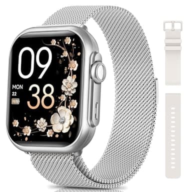 SWGOTA Montre Connectée Femme avec 1000mAh Batterie, Autonomie 100 Jour Ultra-Longue, 1.83" HD Smartwatch Appel, 24H Fréquence Cardiaque/SpO2/Sommeil, 120+ Sports, IP68 Podomètre Android iOS Argent