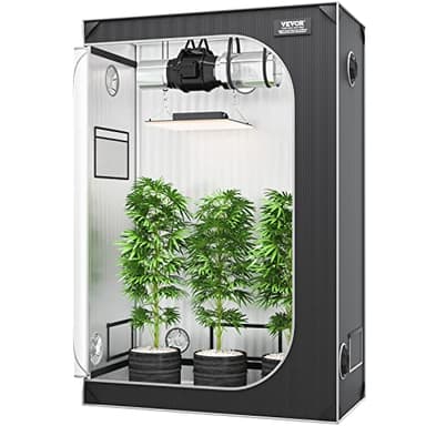 VEVOR Tente de Culture 122x61x183 cm Chambre de Culture Hydroponique Mylar 2000D Hautement Réfléchissante avec Fenêtre d'Observation, Sac à Outils, Plateau de Sol pour Culture de Plantes d'Intérieur