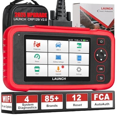 Launch CRP129i 2.0 Elite Valise Diagnostic Auto 4 systèmes ABS/SRS/TCM/Moteur, 12 Réinitialisations ABS/TPMS/Huile/EPB/SAS/BMS/Adblue du Papillon des gaz, Codage des injecteurs, DPF Regentin