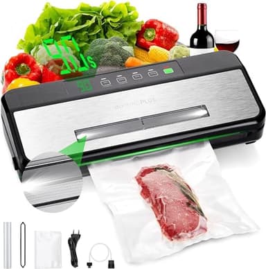 Machine Sous Vide professionnelle pour Alimentaire, Appareil de Mise Sous Vide Automatique avec Cutter pour Aliments Secs et Humides la Conservation et la Cuisine (INK VS03)