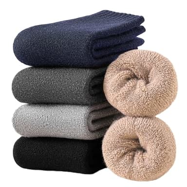 VoJoPi Chaussettes Hommes Hiver Chaussettes Chaudes 5 Paires Douces et Epaisses Chaussette Thermique en Laine pour Randonnée Ski Loisirs Travail, 39-45