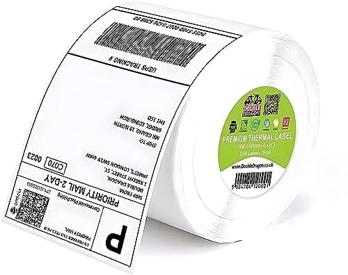 Double Dragon, Étiquette thermique autocollante Premium 100 x 150 mm (4" x 6") pour imprimantes Zebra, MUNBYN [1 rouleau - 500 étiquettes]