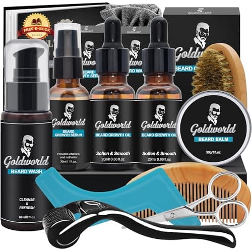 Cadeau Homme-Kit Barbe Homme avec Dermaroller - Cadeau Homme Original Utile- Idée Cadeau Homme Unique pour Noël,Cadeau Pour Papa,Coffret Soin Barbe pour Entretien et Croissance de la Barbe