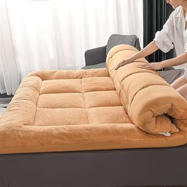 YXCMD Matelas Futon Pliable 1 Place, Matelas de Sol Japonais Portable Pliable Tatami Lit Futon Doux Matelas d'appoint Matelassé for Lit de Couchage(Yellow,90 * 200cm)