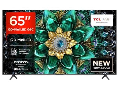 TCL 65Q6C QD-Mini LED TV, 4K HDR Premium 1000nits, Smart TV alimenté par Google (Dolby Vision IQ et Atmos, système Audio Onkyo 2.1, Motion Clarity Pro 144Hz, Game Master, contrôle Vocal Mains Libres)