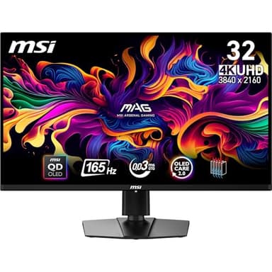 MSI MAG 321UP QD-OLED Moniteur de Jeu 4K UHD 31,5" - Panneau OLED Quantum Dot 3840 x 2160, 165 Hz, 0,03 ms, DCI-P3, DisplayHDR True Black 400 - DP 1.4a, HDMI 2.1 (UHD 165 Hz), USB Type-C