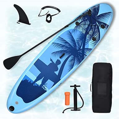 GYMAX Paddle Gonflable Adulte, Charge Maximale 130 kg, Stand Up Paddle Gonflable avec Ailerons, 305x76x16 CM, Board Gonflable en PVC avec Sac de Transport et Pagaie Réglable 160-210 CM