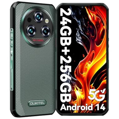 OUKITEL WP35 Telephone Portable Incassable Android 14-24GO(8+16)+256GO, Telephone Portable 5G,Octa-Core,6.6" FHD+,5G Dual SIM, Telephone Incassable 11000mAh,64MP+32MP,GPS/NFC/OTG/2Ans Garantie,Vert