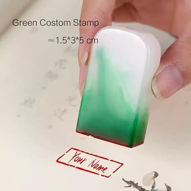 Tampon signature personnalisé – Impressions claires et nettes, tampon fantaisie personnalisé pour le travail ou la maison (vert plus)