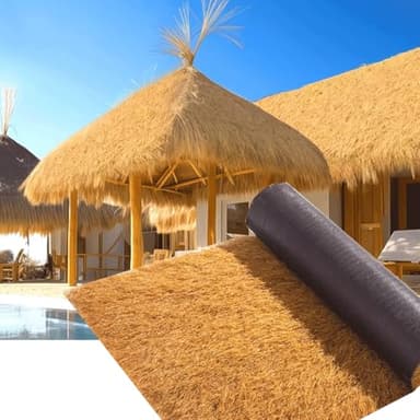 Rouleau De Chaume Artificiel,Toiture De Chaume Synthétique Pour Tiki Huts,toit De Chaume Pour Pergola Duck Blind,Patio Decor,jardin,terrasse,toiturePoolside Landscaping-Résistant Aux Intempéries