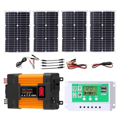 4000W 6000W Kit Onduleur Solaire Complet Avec Régulateur 50A Et Panneaux Solaires 100W Système De Réseau Domestique Pour Les Systèmes De Production D'électricité Domestiques Et Extérieurs(6000W,12V-22