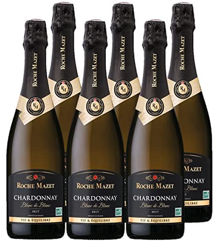 Roche Mazet - Vin Blanc Pétillant Brut - 100% Chardonnay - Vin de France - Lot de 6 bouteilles x 75 cl