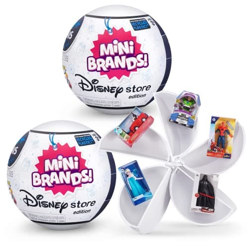 5 Surprise Disney Mini Brands by ZURU (lot de 2), édition Disney Store exclusive à Amazon, capsule mystère, véritables marques miniatures, jouets pour enfants, adolescents et adultes