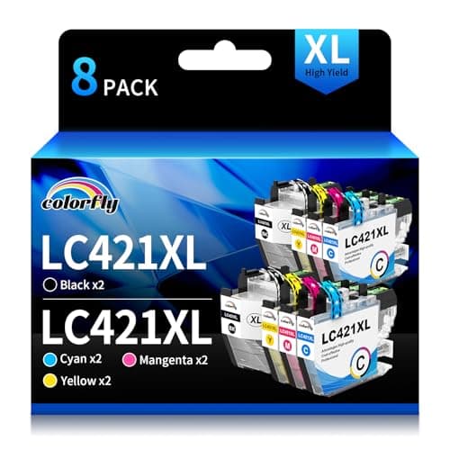 colorfly LC421XL Cartouches d'encre Compatible pour Brother LC421 LC421XL Cartouche pour Brother DCP-J1050DW DCP-J1140DW MFC-J1010DW (8 Pack)