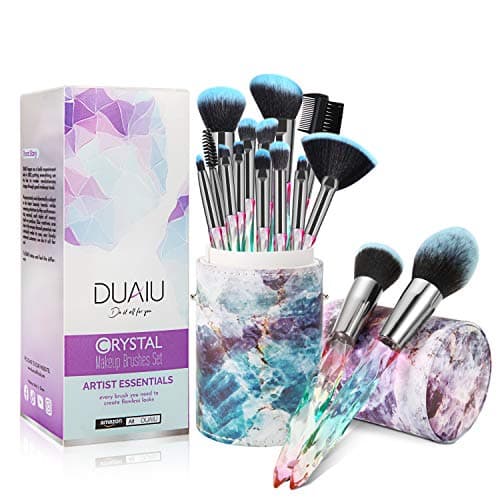 Pinceaux Maquillages FILY DUAIU 15pcs Premium Poils Synthétiques Ensemble de Poignée en Cristal Kabuki Foundation Brush Face Lip Eye Maquillage Pinceaux Ensembles Professionnel avec Boîte Cadeau