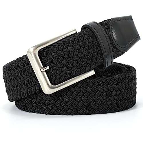 JASGOOD Unisexe Ceinture Tressée Élastique Homme Ceinture Élastique de Golf Ceinture Tissus Extensible pour Homme et Femme,Noir,130cm