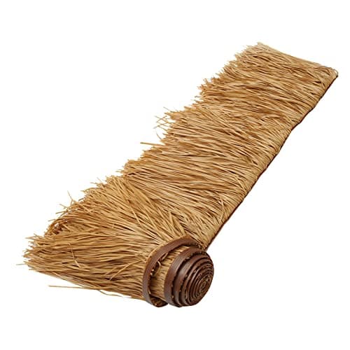 Chaume pour toiture Rouleau de Chaume en Palmier Toit en Paille de Style Mexicain Panneaux de Chaume Plastique PE pour Tiki Bar Garden Hawaii Jardin Parasol de Plage Clôture Partie(Size:4m/13.1ft)
