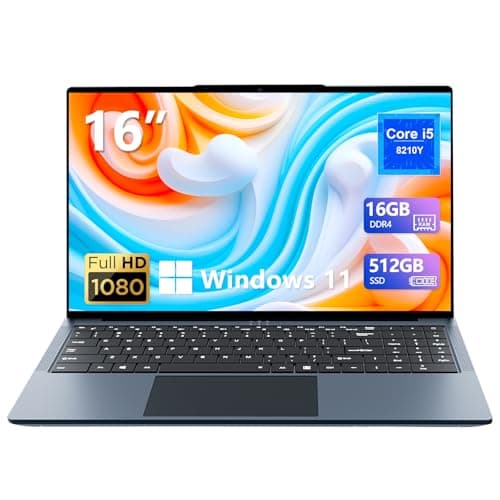 Ordinateur Portable 16 Pouces,Core I5 Processeur, 16Go RAM + 512 Go SSD, PC Portable Win11 avec clavier rétroéclairé, pavé numérique, emplacement pour carte Type-C/TF Card/USB 3.0*3/batterie 5800mAh