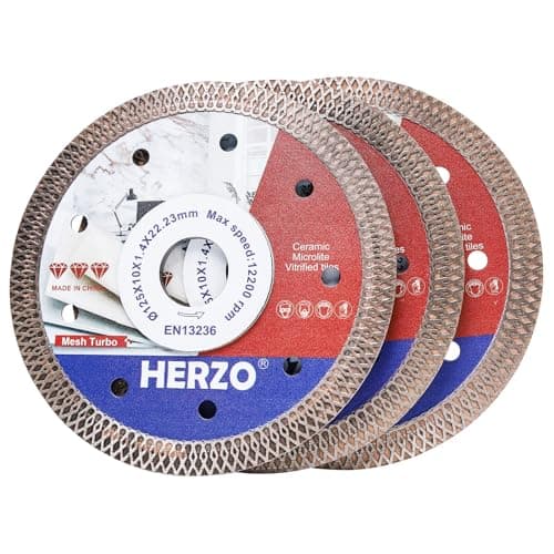 HERZO Disque Diamant 125mm, Disque à Tronçonner Diamant Extra Fin, Séparer et Couper pour, Carrelage, Marbre, Céramique, Pierre Naturelle (Lot de 3)