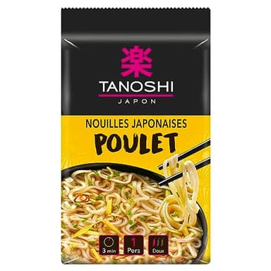 TANOSHI JAPON - Nouilles Japonaises Instantanées Saveur Poulet - Sans Huile De Palme - Sans Glutamate Ajouté - Pour 1 personne - Prêt en 3 min