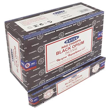 Satya Lot de 12 boîtes de 15 g de bâtonnets d'encens Black Opium