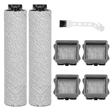 YSWOVUO Lot de 7 Rouleau de Brosse Rechange et Filtre HEPA Accessoires Compatibles avec Tineco iFloor 3/Floor One S3 Aspirateurs Secs et Humides, 2 Rouleaux de Brosse+4 Filtres+1 Brosse de Nettoyage