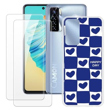 MILEGAO Tecno Camon 17 Pro Coque + 2PCS Protecteur d'écran en Verre Trempé, Ultra Mince Bumper Antichoc Soft TPU Silicone Cover Coque pour Tecno Camon 17 Pro (6.8”)