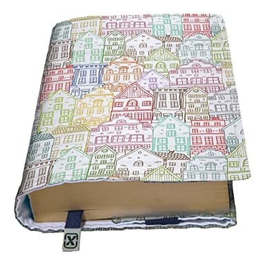 KAPAX FLEX -MOSSO Couverture de livre, Réglable pour livre broché, Tissu lavable, Impermeable, Protège-livre pour adulte (House)