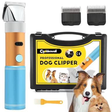 CGOLDENWALL 400W Tondeuse Chien Tondeuse à Moutons Électrique Rechargeable Tête de Coupe Peigne Limite Intégrés Amovible 5H en Veille Faible Bruit (3MM+6MM)