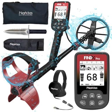 Nokta FINDX Pro Détecteur de Métaux, 4 Modes, Détecteurs de métaux Professionnels entièrement étanches pour l'or, Pinpoint, Batterie Rechargeable (écouteur, Sac de Transport, Pelle)