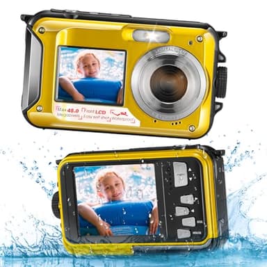 SenDeluz Appareil Photo Etanche, 10 ft 1080P Full HD 2.7K 48MP Caméra sous-Marine 16 x Zoom numérique sous-Marin Camera Double écran Caméra Sport pour la Plongée en Apnée